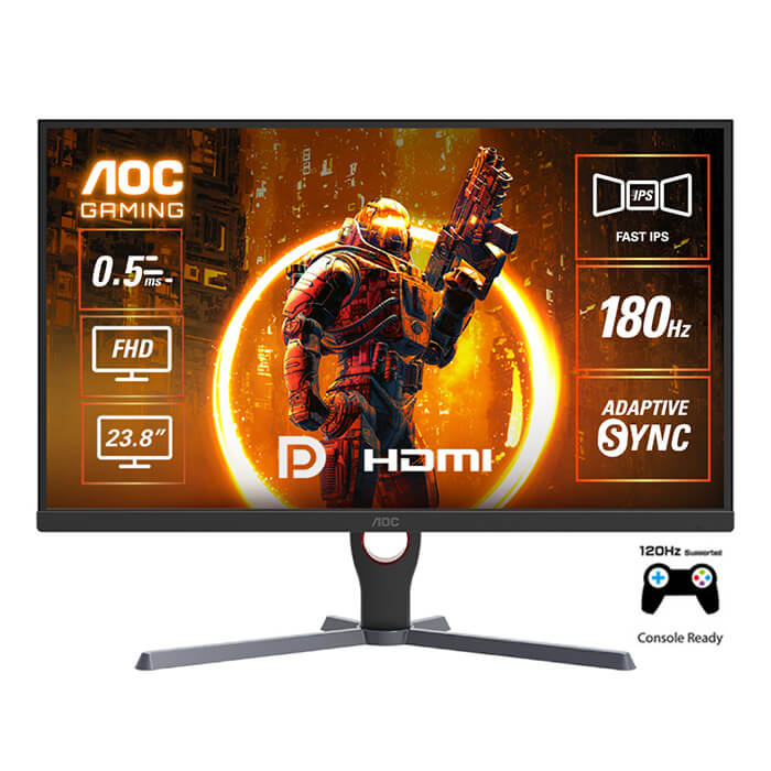 【2024正規激安】 Full 23.8-inch Monitor Gaming 24G11E AOC HD, 0.5 180Hz, IPS, ディスプレイ・モニター本体
